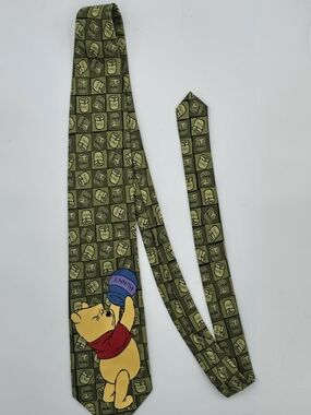 Mens Olive Green Character Neck Tie